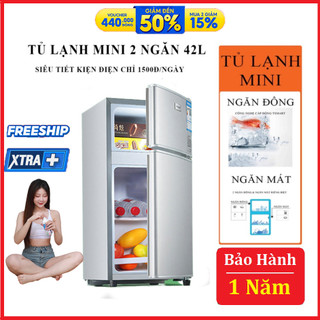 Tủ lạnh mini, tủ lạnh 2 cánh làm lạnh nhanh ngăn đá và ngăn lạnh giữ đồ luôn tươi mới, siêu nhỏ gọn tiết kiệm điện