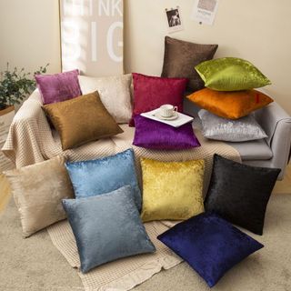 Vỏ gối vuông tựa lưng vải nhung 45cmx45cm, vỏ gối ôm, vỏ gối vuông sofa, vỏ gối vuông trang trí quán cafe có khóa kéo