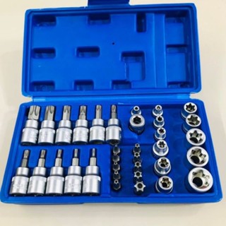 bộ khẩu tuýp E và đầu lục giác hoa thị 34 chi tiết