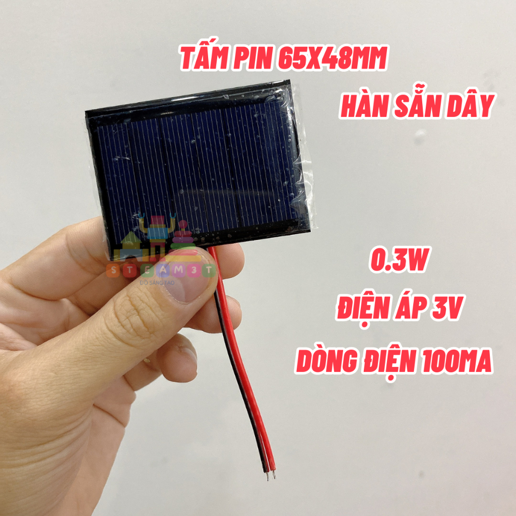 Tấm pin năng lượng mặt trời đã hàn sẵn dây - PIN MẶT TRỜI MINI - 2V 3V 5V - Dòng điện 65mA 100mA 110mA 400mA - LK0194