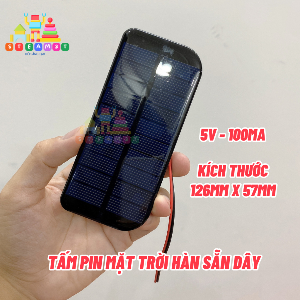 Tấm pin năng lượng mặt trời đã hàn sẵn dây - PIN MẶT TRỜI MINI - 2V 3V 5V - Dòng điện 65mA 100mA 110mA 400mA - LK0194