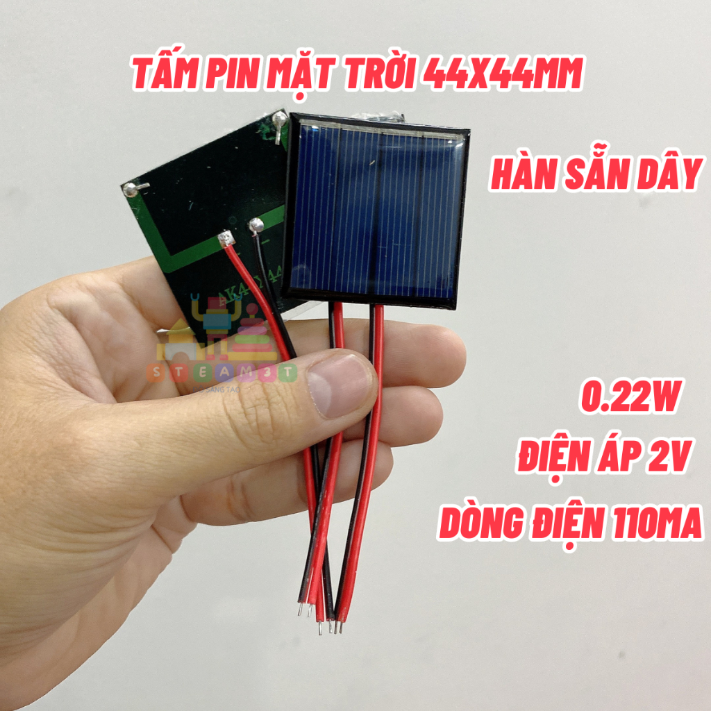 Tấm pin mặt trời 2V 3V 5V - 60mA 110mA DIY học tập giải thích nguyên lý - LK0194