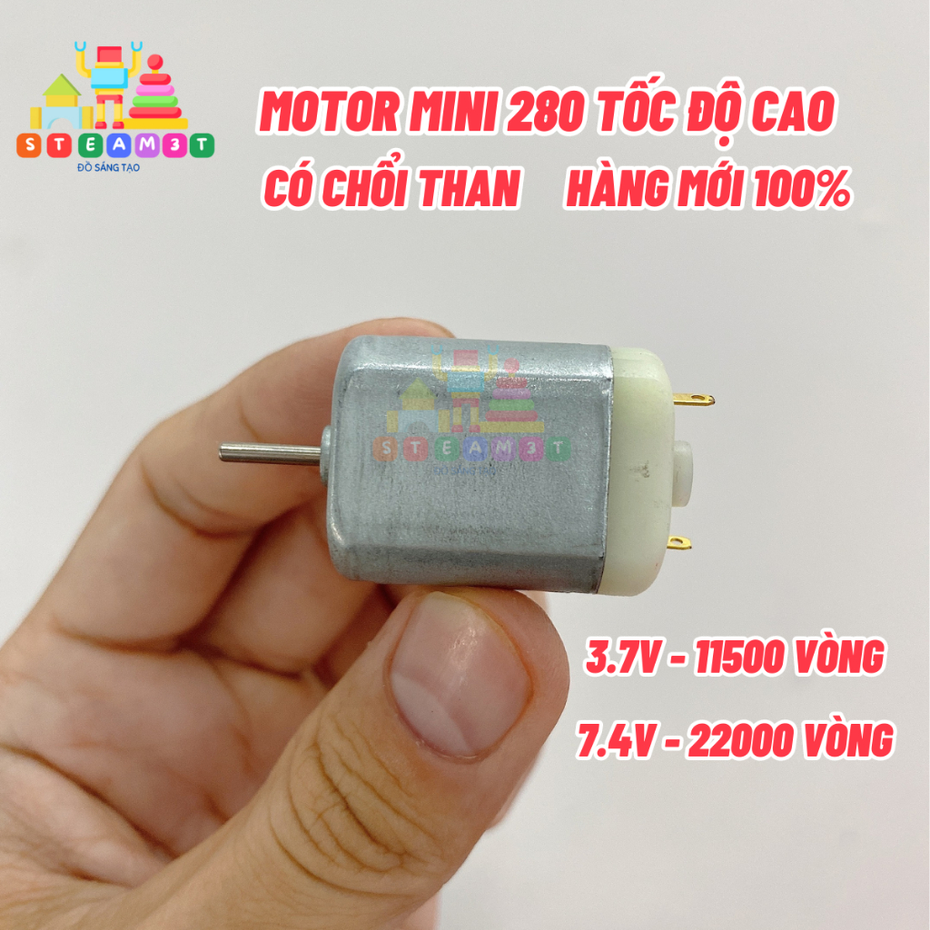 Motor mini 280 3.7V 11500 vòng, hàng mới 100% có chổi than - motor máy tăm nước - máy mài, vặn vít mini - LK0619