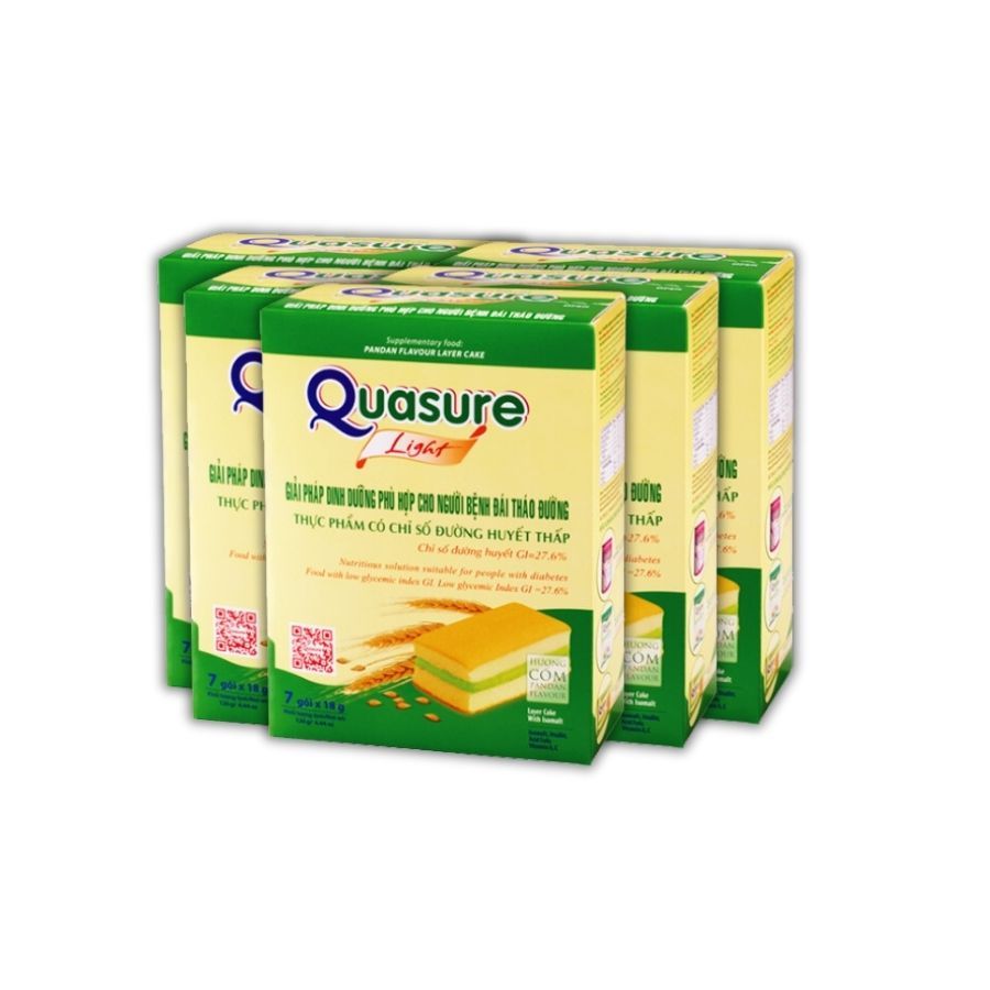 Combo 5 Hộp Bánh Bông Lan Quasure Light Dâu Bibica 126g - Thực phẩm dành cho người ăn kiêng, tiểu đường