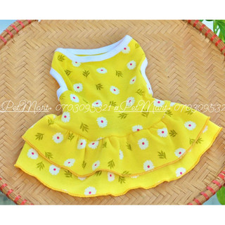 Đầm tầng hoa cúc cho thú cưng 🌼