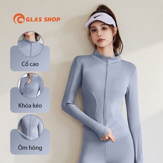 Áo Khoác Tập Gym Nữ GLASSHOP Áo Khoác Thể Thao Chống Nắng Khóa Kéo
