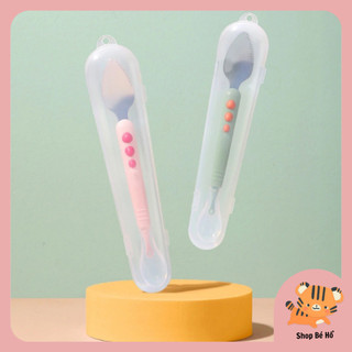 (Ảnh thật tự chụp) Thìa nạo hoa quả 2in1 có hộp cho bé tập ăn dặm tiện lợi Shopbeho