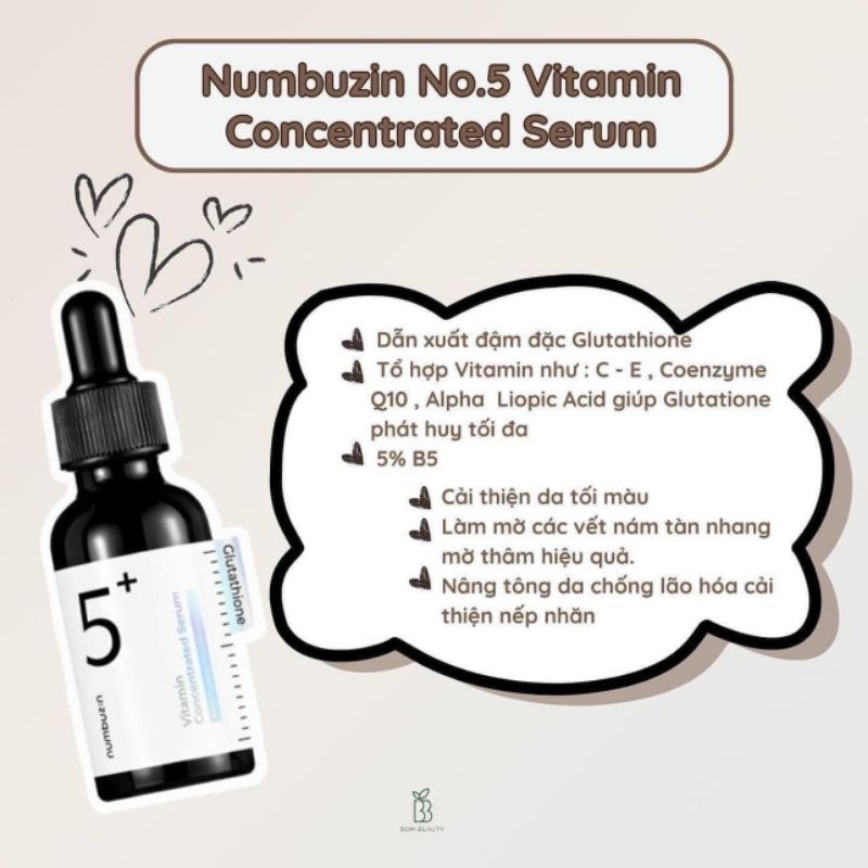 Chất Dưỡng Da ,Mờ Thâm Nám NUMBUZIN No.5 Vitamin Concentrated Serum đậm đặc