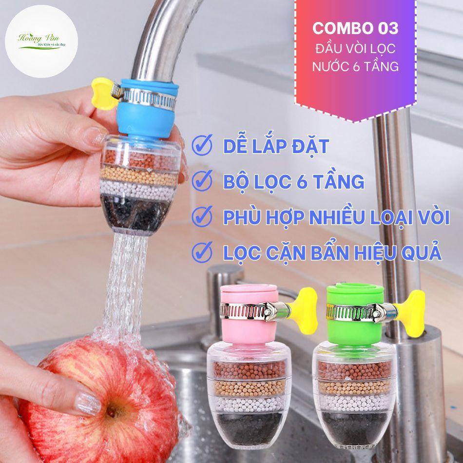 Combo 3 đầu lọc vòi nước 6 tầng, lọc cặn bẩn hiệu quả