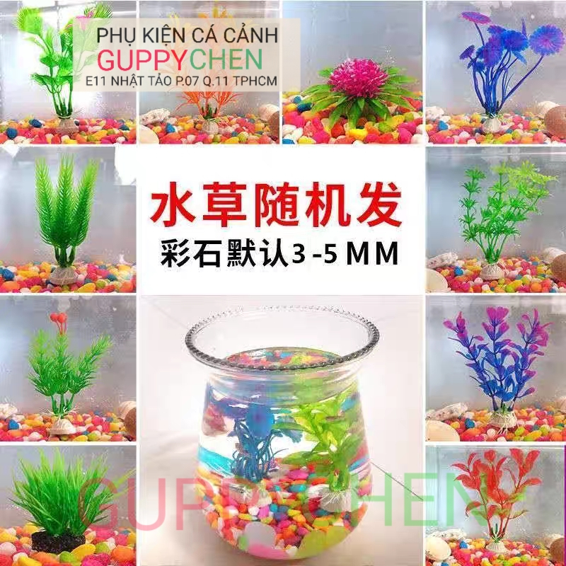 Cây thủy sinh nhựa trang trí hồ cá tiểu cảnh terarium