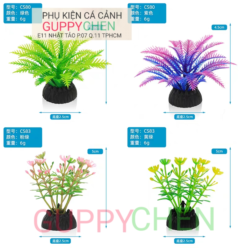 Cây thủy sinh nhựa trang trí hồ cá tiểu cảnh terarium