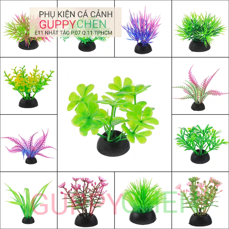 Cây thủy sinh nhựa trang trí hồ cá tiểu cảnh terarium