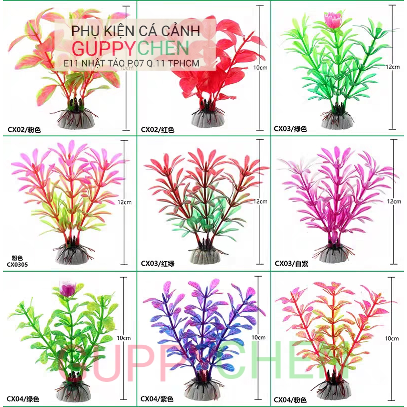 Cây thủy sinh nhựa trang trí hồ cá tiểu cảnh terarium