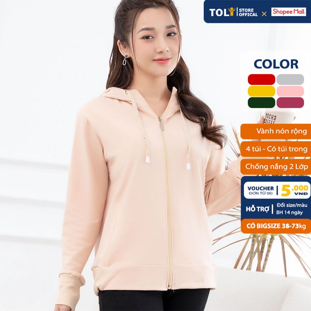 Áo khoác nữ TOLI có túi trong, vành mũ rộng chống nắng tốt, vải dày dặn cao cấp, có bigisze [KN21]