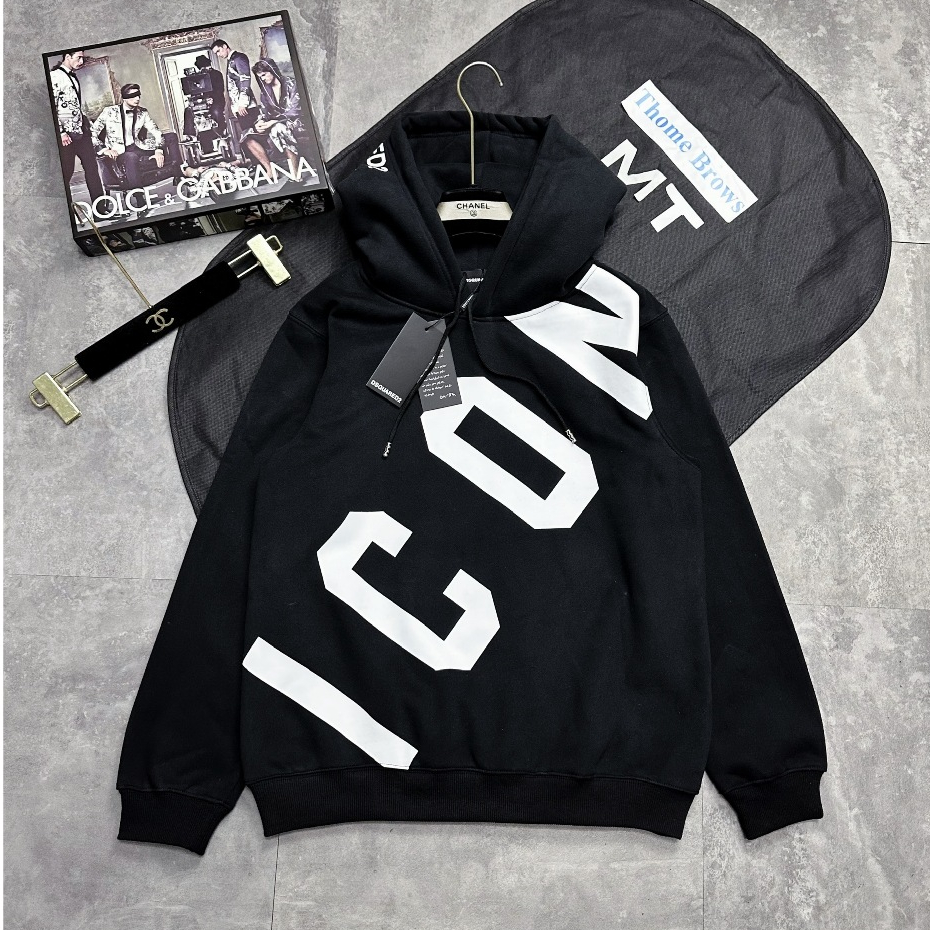Áo Hoodie Nam Đê Ét Quy Hình In Chéo Thân Siêu Đẹp - Áo Hoodie Nam DSQ In Chữ Cao Cấp