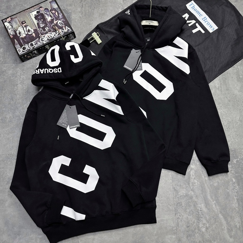 Áo Hoodie Nam Đê Ét Quy Hình In Chéo Thân Siêu Đẹp - Áo Hoodie Nam DSQ In Chữ Cao Cấp