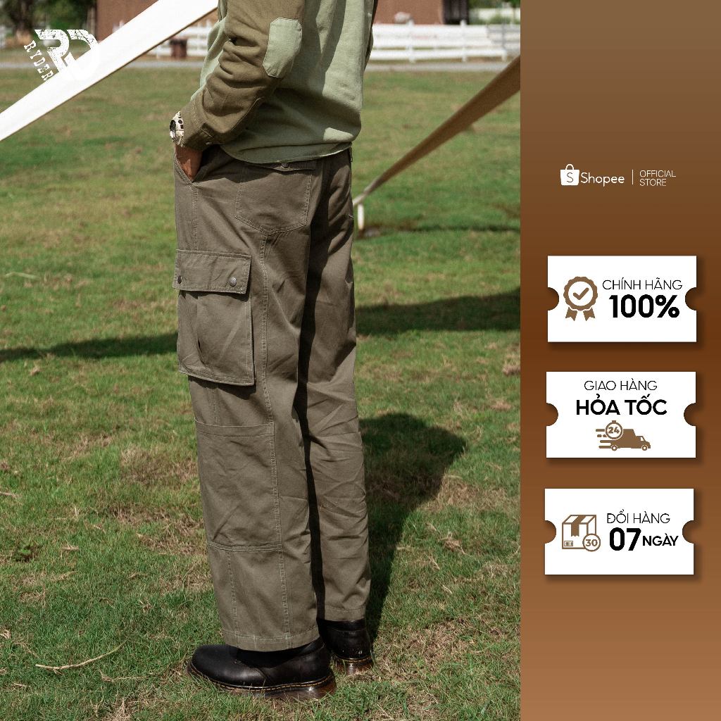 Quần Cargo Nam Ryder Khaki Cargo Pants Moss Green Form Suông Retro