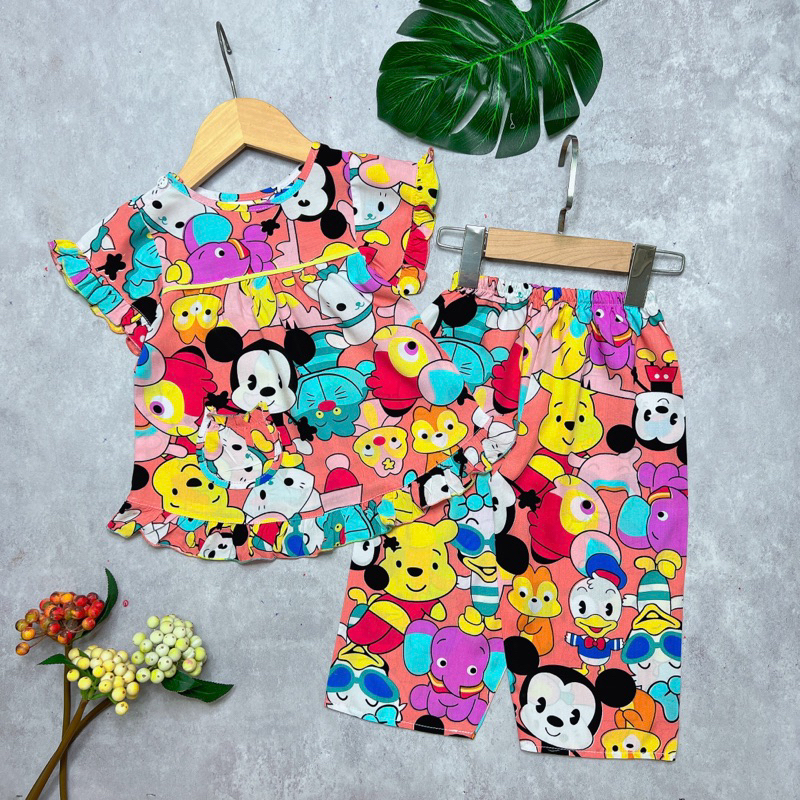 Bộ tole / lanh bé gái tay ngắn quần dài size 9-37kg