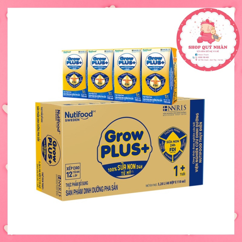 Thùng Sữa Bột Pha Sẵn GrowPLUS+ vàng Sữa Non Tăng Đề Kháng 110ml - Trên 1 Tuổi