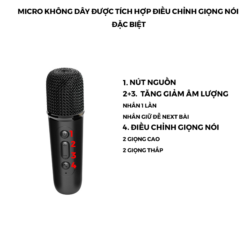 Loa Bluetooth Kèm Mic Karaoke Y2 - Pin Trâu - Bắt Tiếng Cực Tốt - Bass Đầm - Chính Hãng Phukien 365