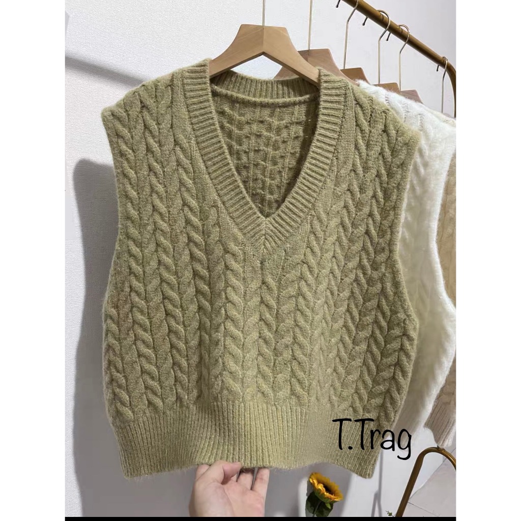 Áo gile thừng len lông thỏ siêu bông đẹp hàng QC freesize