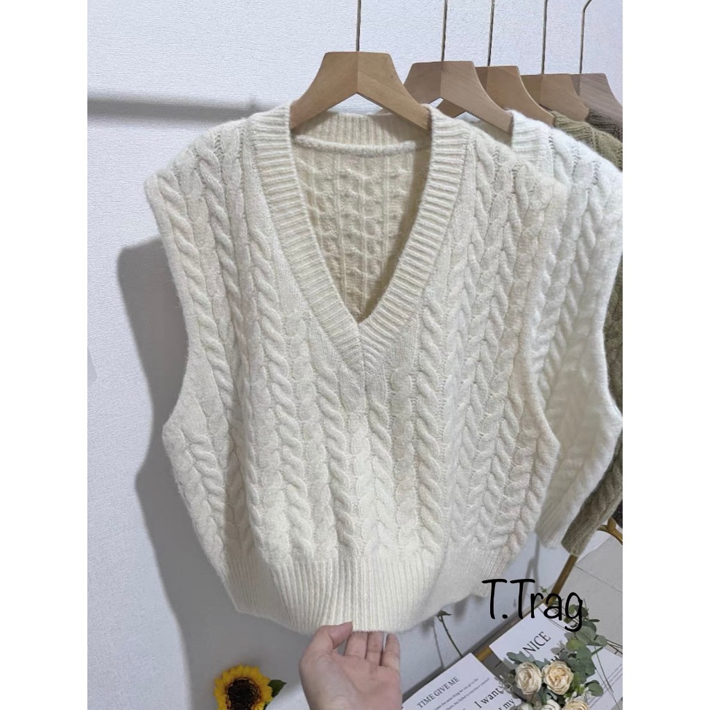 Áo gile thừng len lông thỏ siêu bông đẹp hàng QC freesize