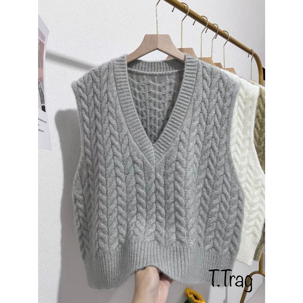 Áo gile thừng len lông thỏ siêu bông đẹp hàng QC freesize