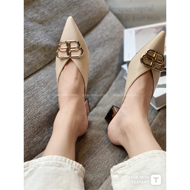 Sục cao gót mũi nhọn OSHO, chất da lì cao cấp, êm chân