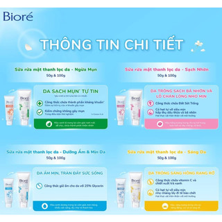 Sữa Rửa Mặt Bioré 50g / 100g (4 Loại)
