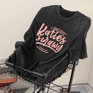 Back stree Áo phông nữ | Bột Thư Hoa Kỳ in Nước rửa | thời trang nữ áo tay lỡ unisex bigsize tee vintage 100%