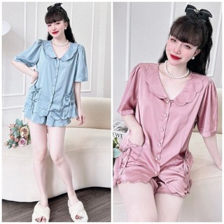 Đồ bộ pyjama tay ngắn quần đùi Áo có 2 túi xinh xắn M002 Shopkieu_95