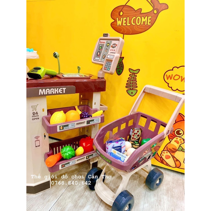 Đồ chơi quầy siêu thị kèm xe đẩy cỡ lớn