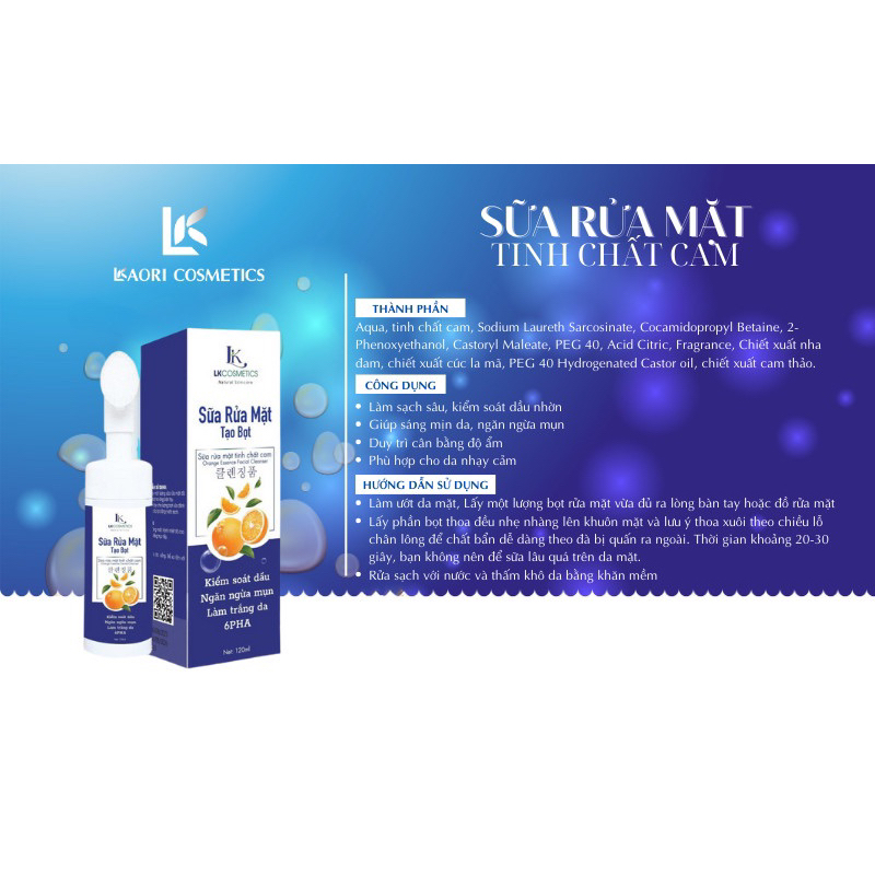 Sữa rửa mặt tinh chất cam LKAORI