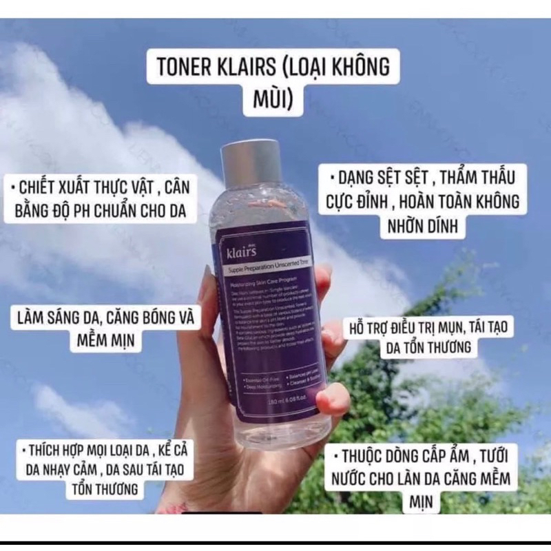 Nước hoa hồng Klairs dưỡng ẩm da 180ml