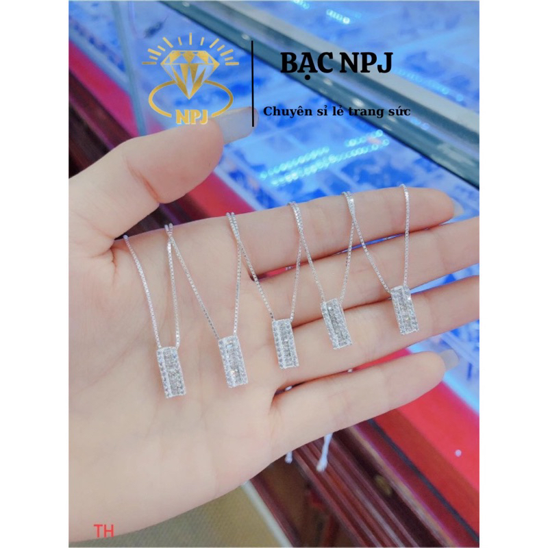 Dây chuyền mặt đá ghết Bạc ta, Vòng cổ cho nữ - Bạc Npj