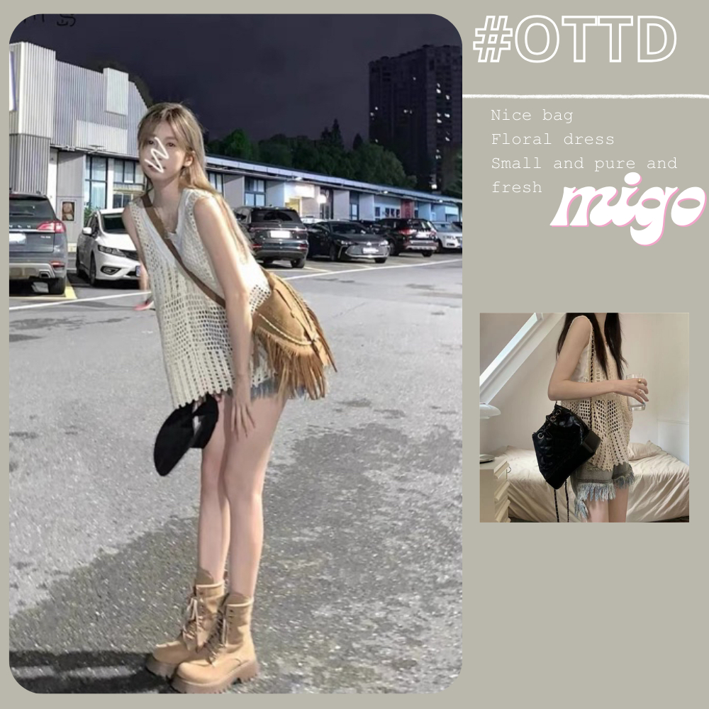 Áo đan móc cổ chữ V, áo lưới đi biển