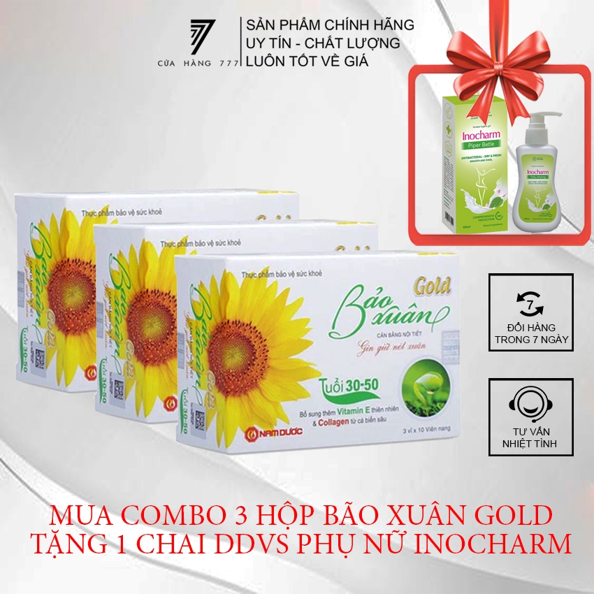 Combo 3 Hộp Bảo Xuân Gold giúp làm đẹp da, hạn chế lão hoá dành cho phụ nữ - hộp 30 viên