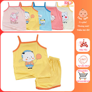  MK335 (6-16kg) Bộ áo 2 dây quần cộc in hình dễ thương chất thun lạnh cho bé gái