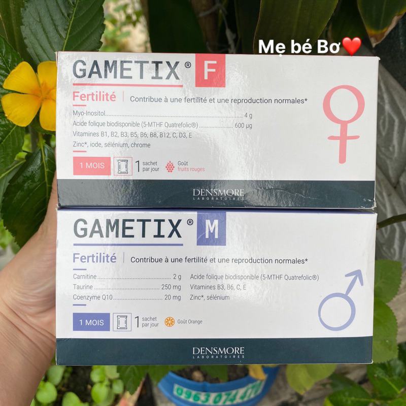 [Che tên] Gametix F/ Gametic M giúp bổ trứng, tăng khả năng thụ thai Pháp (hộp 30 gói, date xa)