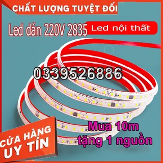 Đèn led dây dán 220V siêu sáng chống nước trang trí dán kệ tủ trưng bày hắt trần thạch cao
