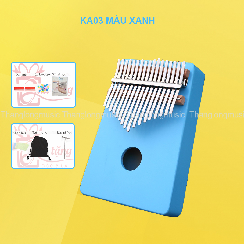 KA03 Đàn Kalimba 17 Phím Cho Người Mới Tập _ Tặng Hướng Dẫn , Túi , Búa , Khăn Lau