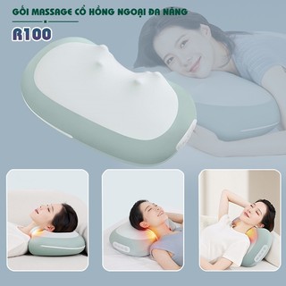 Gối massage cổ hồng ngoại đa năng R100, thư giãn, tạo giấc ngủ ngon, cải thiện đau mỏi cổ