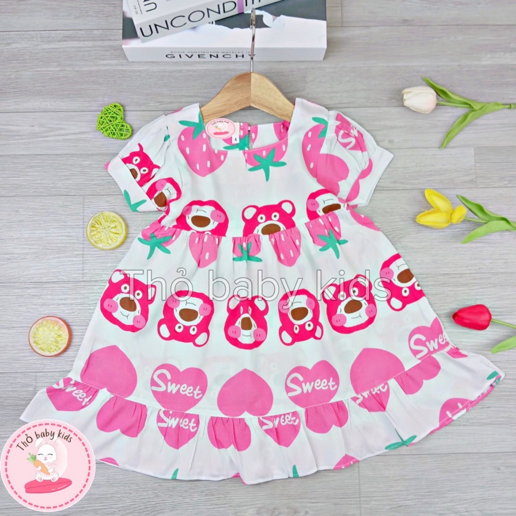 Đầm tole/lanh cho bé gái, váy lanh cho bé gái shop thỏ baby kids, vỉa tole lanh mềm mát, thấm hút mồ hôi tốt