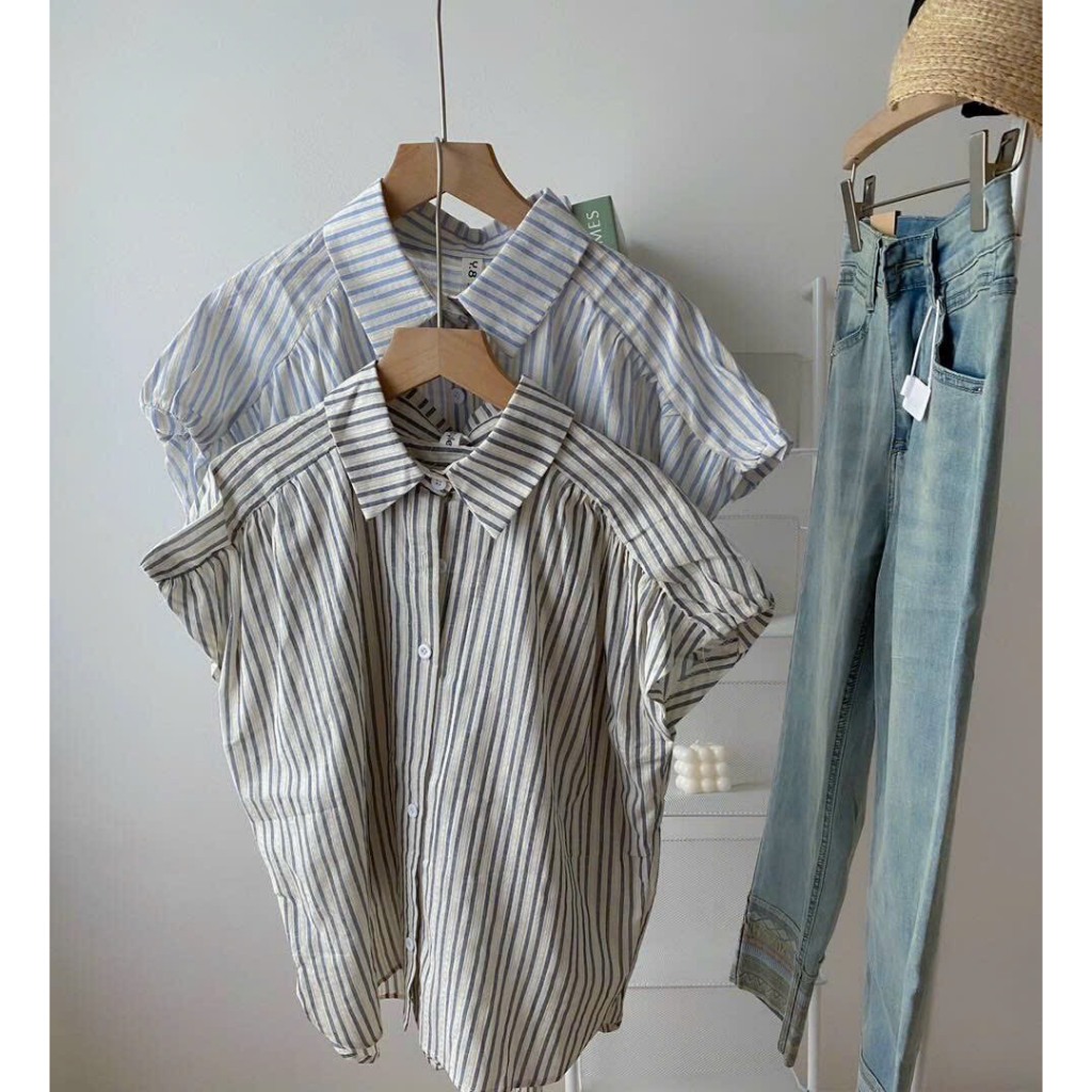 Áo sơ mi kẻ sọc , áo sơ mi VGU cúp tay hến chất liệu cotton mặc đi chơi đi làm