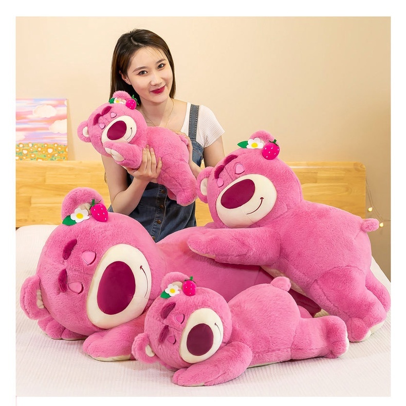 Gấu bông gấu dâu Lotso, Gấu bông gấu dâu nằm ngồi siêu cute mềm mại - G06