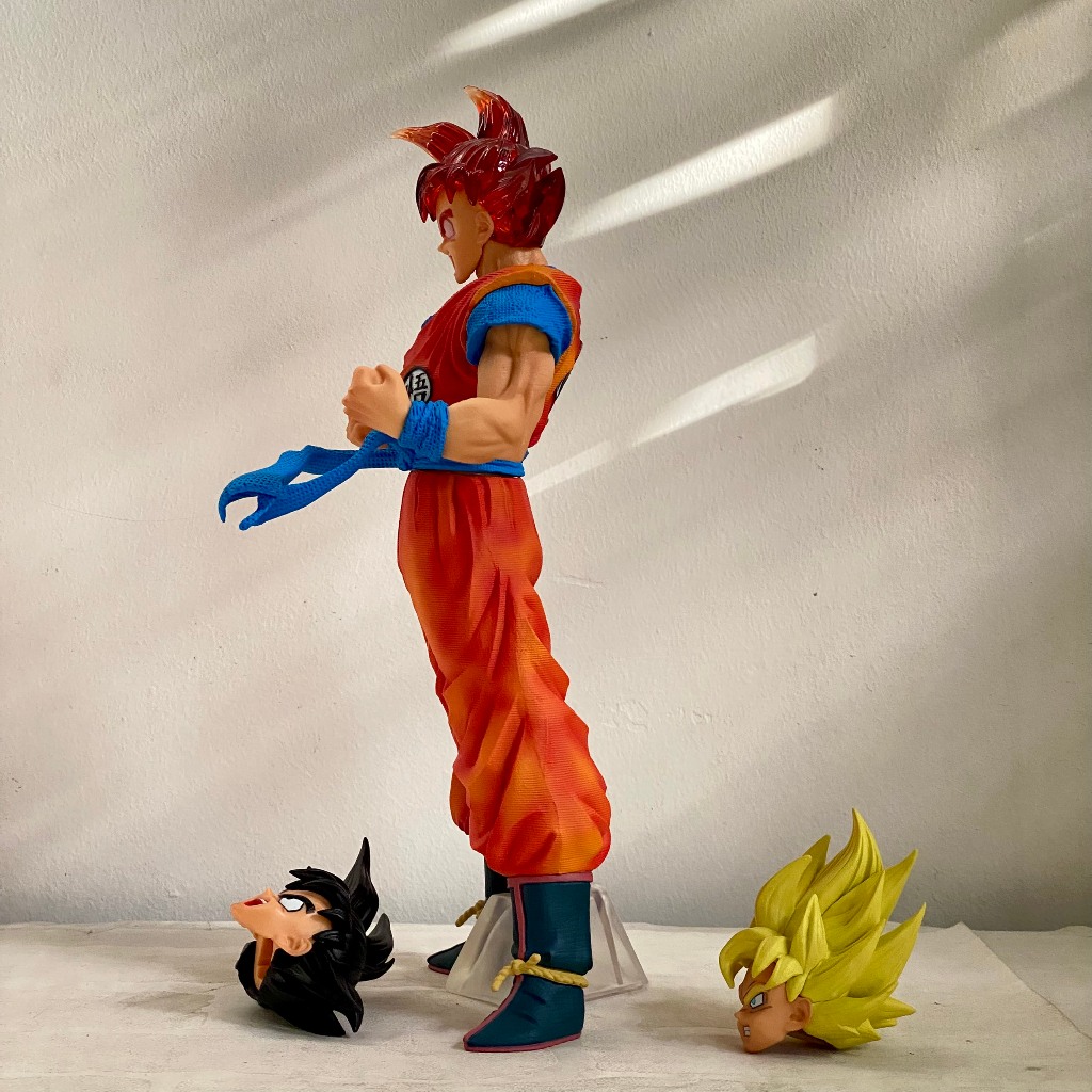 Mô Hình Son Goku 29CM - Mô Hình Son Goku Kèm 3 Đầu Thay Thế - Goku Saiyan God - DragonBall Goku Figure