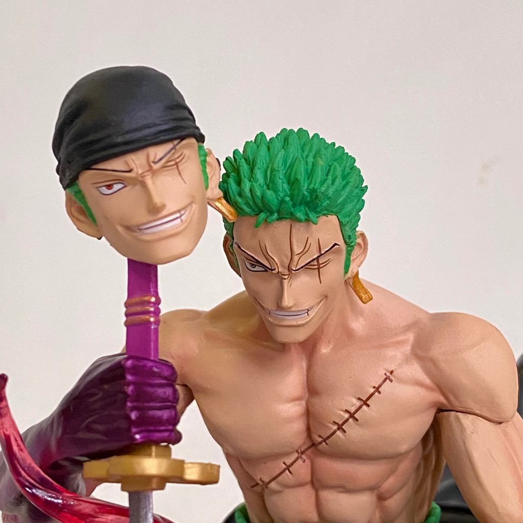 Mô hình Zoro dáng ngồi cao 15CM kèm 2 đầu thay thế - Series dáng ngồi One piece - mô hình Zoro Ở trần