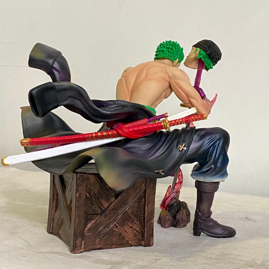 Mô hình Zoro dáng ngồi cao 15CM kèm 2 đầu thay thế - Series dáng ngồi One piece - mô hình Zoro Ở trần