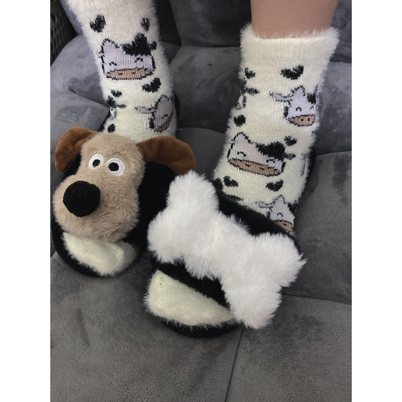 Dép lông cặp chó xương siuu cutte