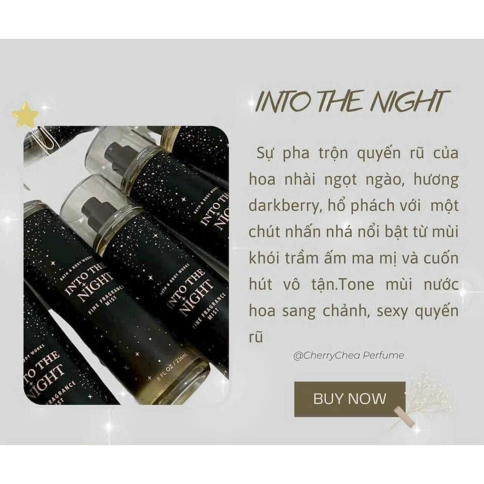 Xịt Thơm Toàn Thân Bath And Body Works Into The Night Quyến Rũ Ngọt Ngào Chai 236ml
